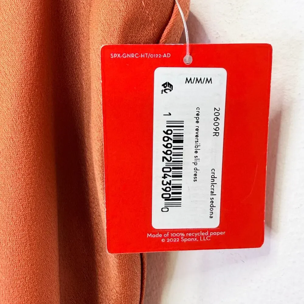 SPANX Carefree Reversible Slip Dress M Sedona Rust Crepe / Satin Minimalist NEW